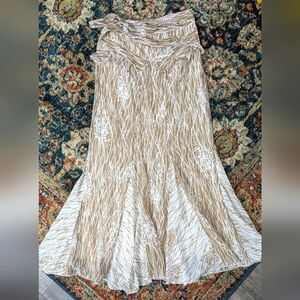 Anna Sui for Anthropologie Silk Blend fit and Flare 40s Vibes Maxi Skirt